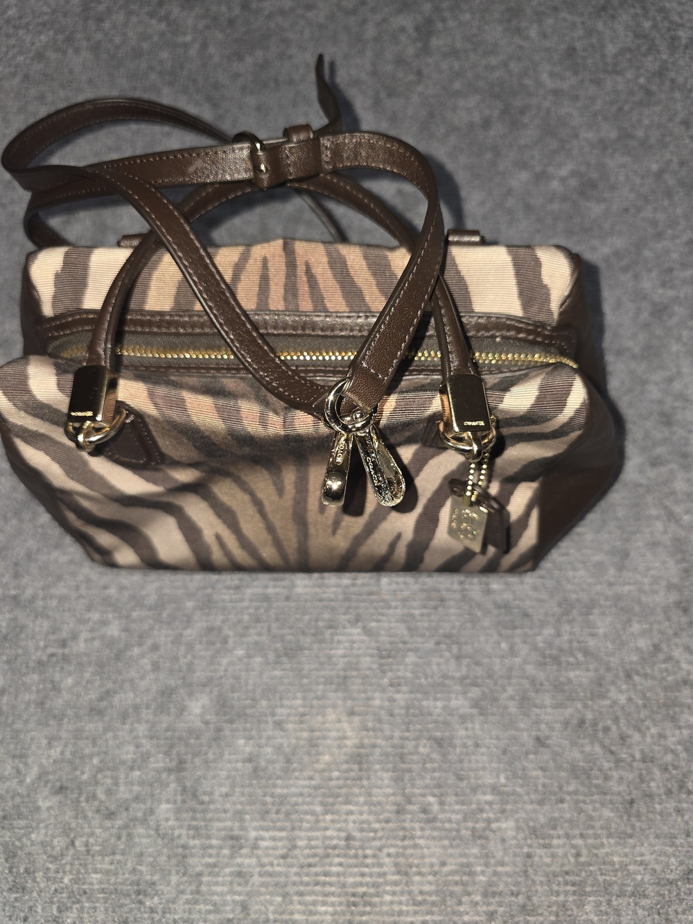 Coach Madison Madeline 26634 Zebra Print Brown Leather Satchel Crossbody Bag - Picture 16 of 16